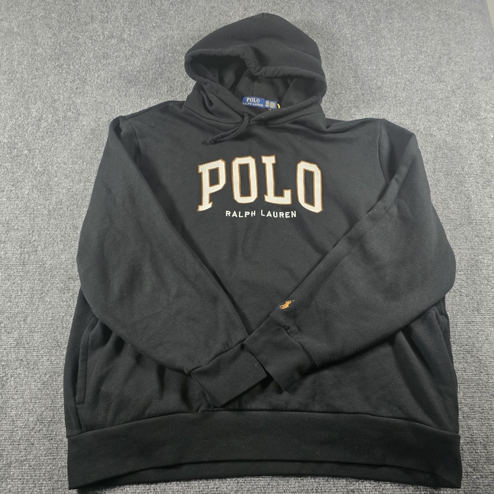 Polo Ralph Lauren Hoodie Mens XXL Black Pullover Hoodie Big Stiched Pony $168